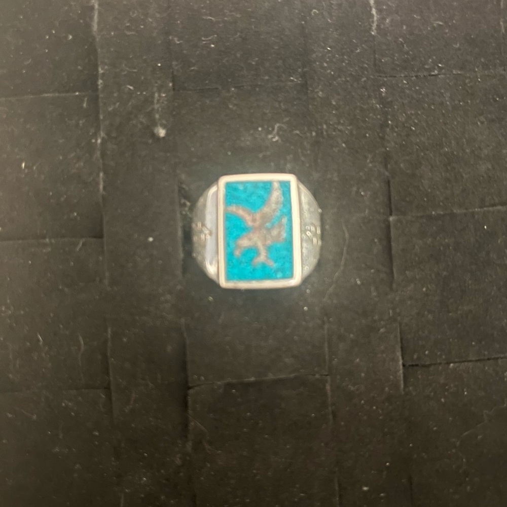 Sterling Silver Carolyn Pollack Ring with Turquoise Inlay